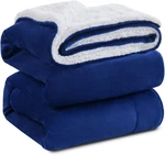 Navy Blue Sherpa Fleece King Size Blanket - Extra Warm & Soft 500GSM. Fixed Price $79.99.