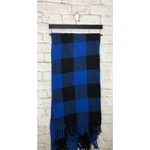 Woolrich Blanket Blue Black Buffalo Check Plaid Throw Made Italy Fringe. Fixed Price $45.00.