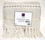 Lush Decor Beige Herringbone Stripe 100% Cotton Woven Tassel Blanket - 50 X 60. Fixed Price $34.99.