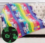 Glow The Dark Unicorn Throw Blanket For Boys Girls, Luminous Rainbow. Fixed Price $9.99.