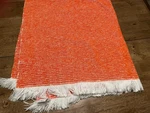 Textillery Weavers Sunbrella Chenille Throw Blanket Orange Fringe 44 74 Euc. Fixed Price $140.00.