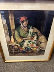 Middle East Arab Man Sewing Blanket Vintage Art Print Bamboo Framed. Fixed Price $125.00.