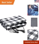 Heated Blanket - Black Plaid, Modern, Travel, Winter, Lightweight Polyester. Fixed Price $53.99.