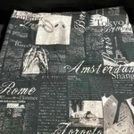 World Cities Black & White Print Cotton Throw Approximately 84" 92". Fixed Price $60.00.