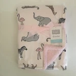 New Cozy Baby Blanket Animal Theme Pink Reversible To Sherpa Hudson. Fixed Price $19.99.