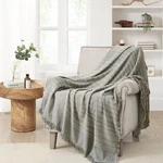 Highline Bedding Co. Rolled Stripe Throw (cream/grey). Fixed Price $34.99.