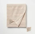 Textured Stripe Dobby Throw Blanket With Corner Tassels Hearth & Hand 50X60 In. Fixed Price $26.99.