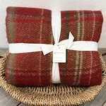 Pottery Barn Woodrow Plaid Faux Fur Throw Blanket 50 60" Red Multi. Fixed Price $110.00.