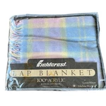 Vtg Fuzzy Pastel Plaid Fieldcrest Soft Lap Blanket Fringed Ends 50X60 New Usa. Fixed Price $27.95.