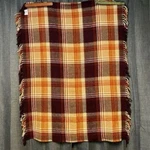 Vintage Faribault Plaid Throw Blanket Brown Orange Fringe Cabin Decor. Fixed Price $50.00.