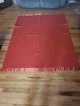 Vintage Red St Mary's Woolen Mills Pure Blanket 63" X 82" Satin Edging Nice. Fixed Price $75.00.