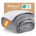 Sherpa Fleece Throw Blanket Grey 50X60/THICK Cozy Fuzzy Plush Warm. Fixed Price $32.40.