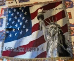 Vintage September 11, 2001 Statue Of Liberty Throw Blanket 54 X49 Tapestry. Fixed Price $28.00.