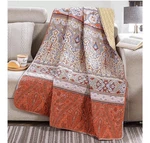 Reversible Quilted Blanket 50X60 Microfiber W/boho Striped Pattern Brick-red. Fixed Price $24.99.