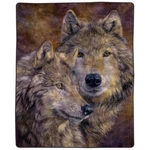 Wolf Pair Design Blanket Throw 8 Lbs. Heavy Fleece Brown Faux Mink Queen-size. Fixed Price $68.94.