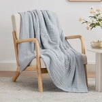 50X60" 6-LAYER 100% Cotton Muslin Throw Blanket For Couch Bed Lightweight. Fixed Price $38.42.