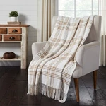 Wheat Plaid Tan White Woven Throw 50X60 100% Cotton Vhc Brands. Fixed Price $39.91.