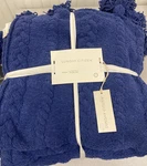 Sunday Citizen Pom Braided Throw Blanket Blue Nwt. Fixed Price $89.99.