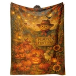 Fall Pumpkin Festival 60"X50" - Soft Flannel Throw Blanket, Autumn Ha.... Fixed Price $16.35.