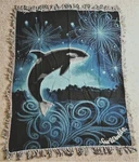 Sea World Tapestry Woven Throw Blanket Coverlet Cotton Shamu Killer Whale Orca. Fixed Price $37.99.