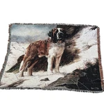 Vtg Pure Country Weavers Saint Bernard Usa Made Dog Tapestry Blanket 71X52 Woven. Fixed Price $76.49.