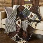 Virah Bella Wilderness Lodge Patchwork Quilted Throw Blanket, Deer 50" X 60". Fixed Price $39.88.