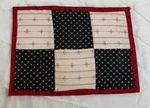 Vintage Patchwork Quilt Table Topper, Four Patch, Small, Rectangle, Early Calico. Fixed Price $5.75.