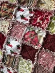 Christmas Rag Quilt Throw 42 Appx Cotton Back Trucks Peppermints Reindeer. Fixed Price $48.00.