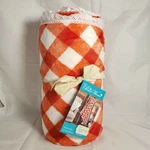 New Pioneer Woman Gingham Velvet Plush Throw Crocheted Trim 50 X72 Red White. Fixed Price $28.00.
