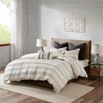 3PC Full/queen Rhea Cotton Duvet Cover Mini Set Ivory/charcoal. Fixed Price $30.00.