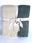 Ink+ivy Color Block Throw With Tassels Faux Cashmere Green / Ivory Blanket Decor. Fixed Price $28.00.