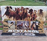 Vintage Mustang Horses Woven Tapestry Throw Blanket Western Ranch Fringe. Fixed Price $23.99.