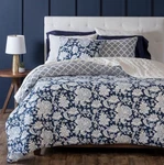 Martha Stewart Queen 3PC Duvet Set Cover 2 Shams Navy/blue 100% Cotton. Fixed Price $34.99.