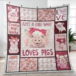 Crazy Lady Quilt, Just Girl Who Loves Pigs Quilts Blanket Soft And Cozy. Fixed Price $59.95.