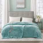 Plush Electric Blanket With 20 Heat Levels & Auto Shut Off - Twin Aqua. Fixed Price $118.99.
