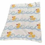 In 2 Green Knit Woven Throw Baby Blanket Ducks Waves Recycled Yarn Eco Friendly. Fixed Price $34.00.