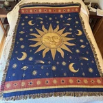 Vintage 90S Celestial Sun Moon & Stars Throw Blanket Tapestry Cosmos Whimsigoth. Fixed Price $70.18.