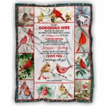 Cardinal Bird Blanket, To My Gorgeous Wife Love You Fleece, Sherpa Blankets. Fixed Price $83.95.