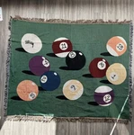 Stussy 8 Ball Jacquard Throw Blanket / Billiards Tapestry. Fixed Price $98.00.
