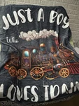Just Boy Who Loves Trains Throw Soft Grey Black Orange 48 X 39. Fixed Price $14.04.