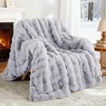 Faux Fur Throw Blanket For Couch, Luxury Reversible 3D Rabbit Bubble Fuzzy Th.... Fixed Price $36.53.