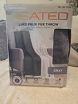 Berkshire Life Heated Luxe Faux Fur Throw, 50" 60" Gray. Fixed Price $49.00.