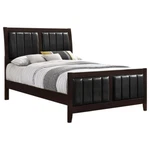 Casual Cappuccino & Black Vinyl Upholstered Queen Bedroom Furniture. Fixed Price $449.00.