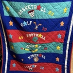 Vintage Jcpenney Kids Quilted Sports Bedroom Blanket Throw Football Baseball Euc. Fixed Price $34.99.