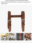 Pu Leather Picnic Blanket Strap Carry Handle Travel Rug Roll Up. Fixed Price $14.00.