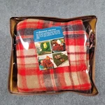 Pendleton Wool Throw Blanket 52X70 Red Plaid Fringe Robe-in-bag 100% Stadium. Fixed Price $77.55.