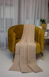 Saol Bed Cable Throw Blanket 100% Fisherman Wool Made In Ireland Parsnip. Fixed Price $131.99.