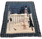 Vtg Christmas Knit Woven Throw Blanket Fringe Snowmen Melt Your Heart Cpca 58X46. Fixed Price $25.00.