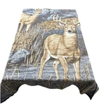 Orion By Biederlack Doe Buck Deer Blue Tan Fleece Blanket Throw Usa 58X80. Fixed Price $42.50.