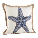 Saro Lifestyle 5433.NB20S Nautical Star Fish Print Down Filled Throw Pillow, Nav. Fixed Price $35.49.